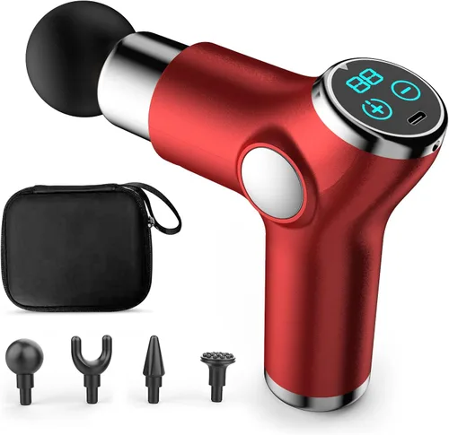 Miniatura 9 de Ergocar Potente pistola de masaje muscular tejido profundo, 6 velocidades masajeador de cuerpo eléctrico de mano con 4 cabezas súper silencioso Negro