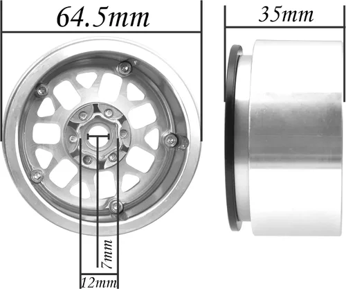 Miniatura 6 de Paquete de 4 llantas HIRCQOO de metal de 2.2 pulgadas, 12 bujes hexagonales compatibles con Axial SCX10 90046 SCX10-III Redcat Gen7 D90 Traxxas TRX4