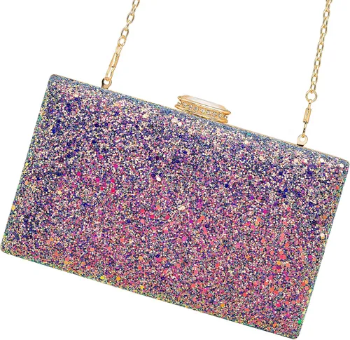 Miniatura 2 de CARIEDO Bolso de mano brillante para mujer, elegante bolsa de noche con purpurina para baile, boda, fiesta, graduación, novia, Decoración