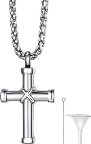 Miniatura 30 de Richsteel Collares de urna para cenizas para mujeres y hombres, collar con colgante de cremación para cenizas, joyería conmemorativa de acero