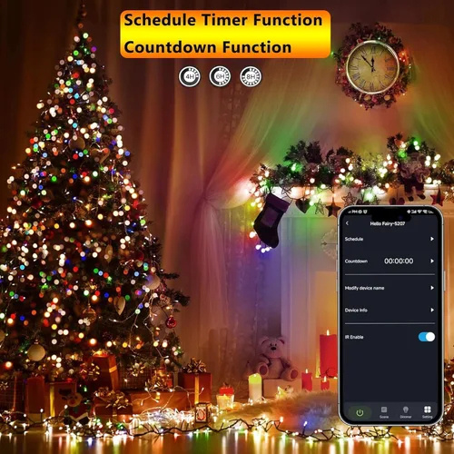 Miniatura 4 de iBaycon - Luces de Navidad Inteligentes que Cambian de Color, 66 pies, 200 luces LED RGB, luces de árbol de Navidad con control remoto y aplicación