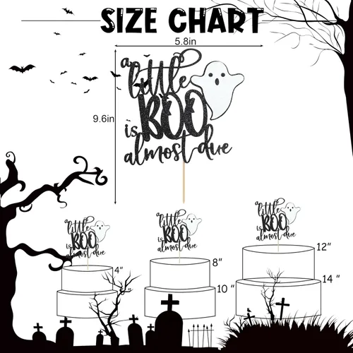 Miniatura 2 de Our Little Boo is Almost Due Cake Topper - Decoración de Halloween y otoño para baby shower, juego de pancartas y pancartas
