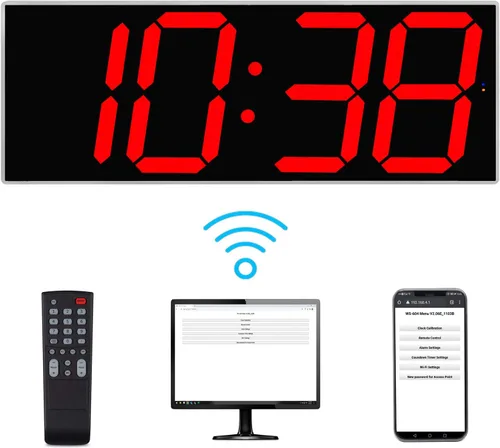 Miniatura 2 de West Ocean Reloj de pared LED digital inteligente grande con WiFi de 6 pulgadas de un solo dígito, cuenta regresiva, DST, reloj de pared digital