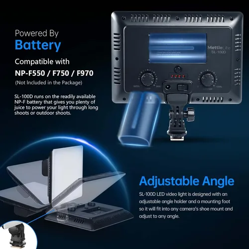 Miniatura 4 de Mettlelite SL100D - Luz de video LED bicolor en la cámara Iluminación de fotografía regulable continua Panel LED de estudio portátil 3200K-5600K