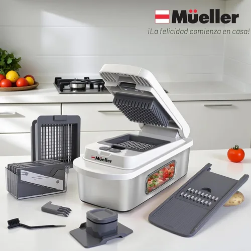 Miniatura 7 de Mueller Pro-Series 10-en-1, Cortador Multifuncional de Verduras y Mandolina de 8 Cuchillas de Acero Inoxidable, Accesorios y Esenciales de Cocina
