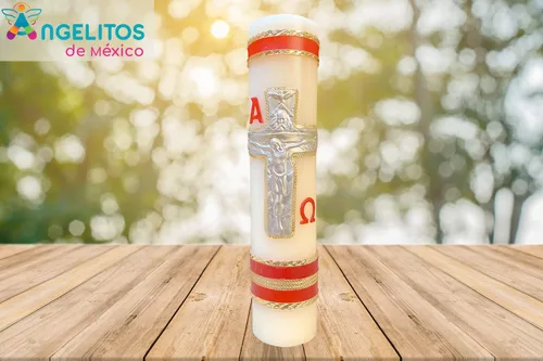 Miniatura 4 de Angelitos de Mexico Vela grande Jesús Cruz Cristo Oración Católica Hecho a Mano Cirio Artesano Vela Jesucristo 11 in (28cm)