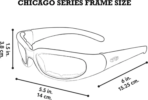 Miniatura 6 de Global Vision Chicago - Lentes de sol acolchados para motocicleta para hombres y mujeres, color negro con lentes ahumados, seguridad RX-ABLE