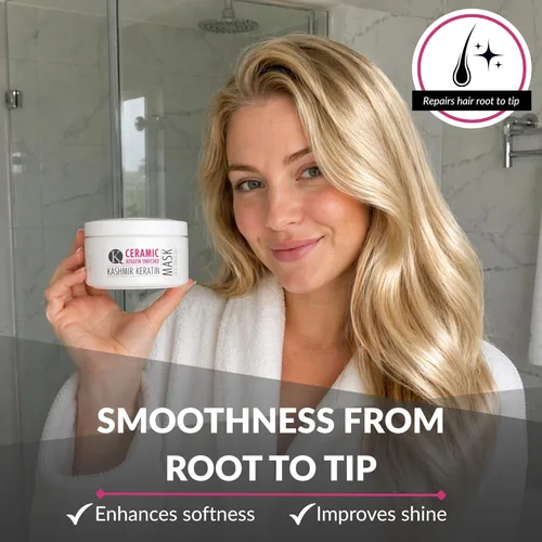 Miniatura 5 de Kashmir Keratin Mascarilla de cerámica para el cabello (8 onzas), tratamiento avanzado de reparación de queratina profunda para cabello seco, dañado