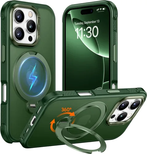 Miniatura 44 de Magnética para iPhone 12 e iPhone 12 Pro Funda, [con Soporte de Anillo Magnético Invisible Giratorio 360°][A Prueba de Golpes][Compatible