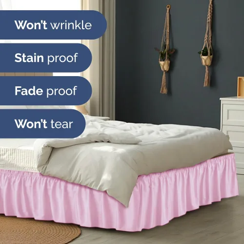 Miniatura 5 de Falda de cama envolvente con volantes, color rosa claro, para camas de tamaño individual con altura de 61 cm CGK Linens - Falda de cama plisada