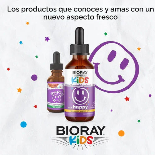 Miniatura 3 de BIORAY Kids NDF Happy, Peach - 2 fl oz - Elimina organismos no deseados que pueden desencadenar irritabilidad - 1-2 meses de suministro