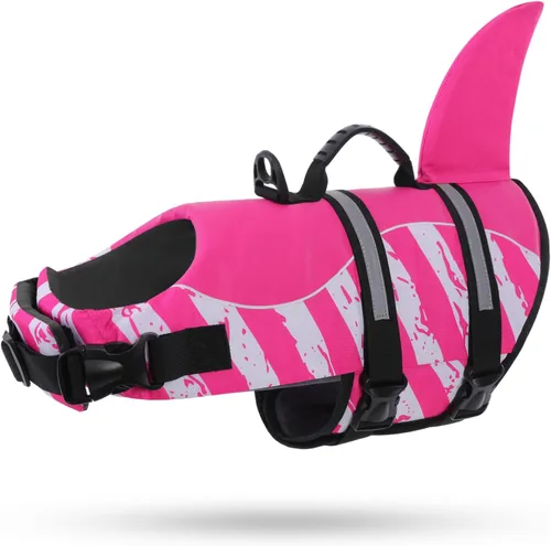 Miniatura 22 de Queenmore - Chaleco salvavidas Ripstop de tiburón para perro, ajustable, con alta flotabilidad y asa de rescate duradera, para perros pequeños