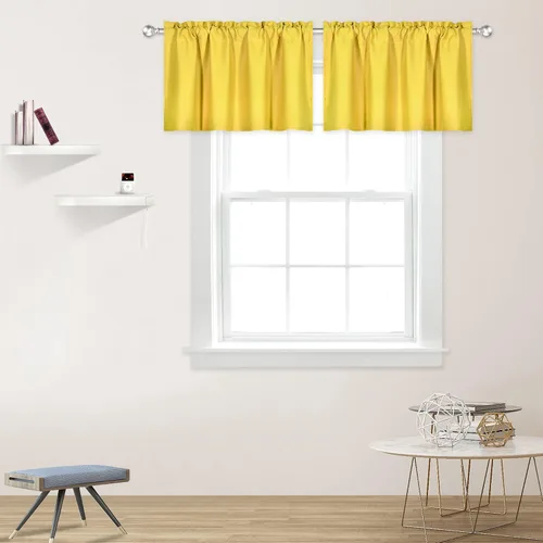 Miniatura 57 de DECOVSUN Cenefas Aqua para ventanas de cocina, con bolsillo para barra, opacas, con aislamiento térmico, 1 panel de 42 x 18 pulgadas