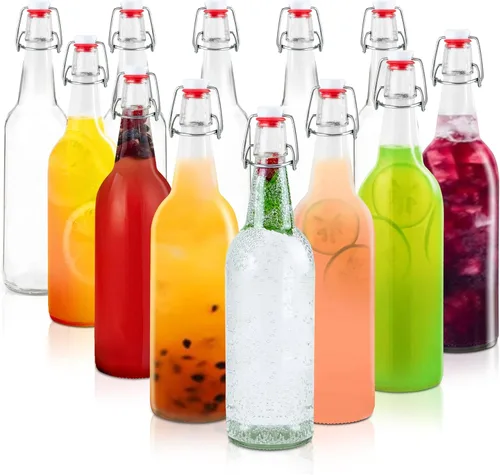 Barcaloo Botellas de cerveza de vidrio transparente de 16 onzas para elaboración casera, cerveza, kombucha, refrescos, jugo, fermentación, paquete