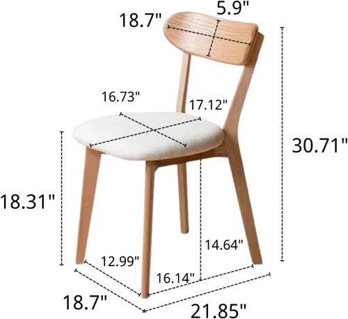 Miniatura 3 de Sillas de comedor de madera de roble macizo 100% - Prácticas sillas de cocina con cojín tapizado - Silla de madera para comedor, cocina
