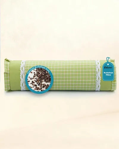 Miniatura 17 de Almohada cervical con relleno de cáscaras de trigo sarraceno para apoyo del cuello y alivio del dolor, almohada cervical cilíndrica para dormir