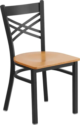 Miniatura 8 de Flash Furniture Serie Hércules Silla de metal para restaurante con respaldo "X", silla moderna tapizada sin apoyabrazos para restaurantes y cocinas