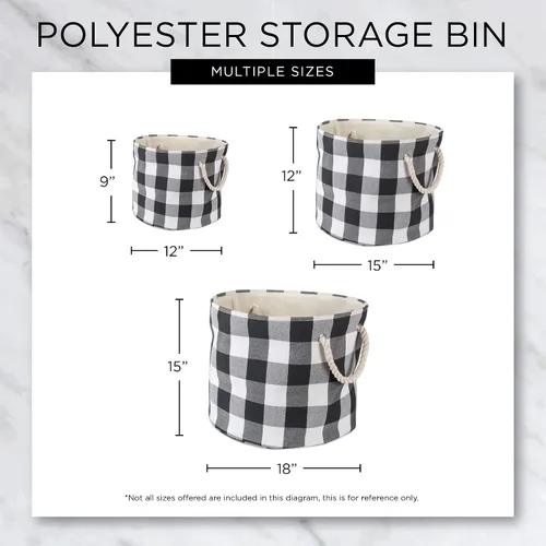Miniatura 8 de DII Contenedor de almacenamiento de poliéster, colección metálica dorada plegable con asas, grande y redondo, color blanco hueso natural Blanquecino