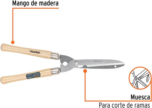 Miniatura 4 de Truper Tijeras de setos de precisión de 10 pulgadas (modelo 31460 / T-17) Professional Manual Bush Trimmer, Contoured Ash Wood Handles with