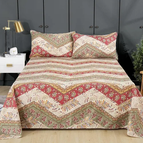 Miniatura 9 de DaDalogy Bedding - Sábana encimera botánica floral solo con 2 fundas de almohada, patrón de filigrana de cachemira cheurón bohemio, colorido, Sábana