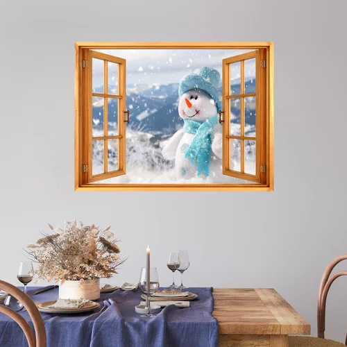 Miniatura 44 de wall26 Adhesivo de Pared Papá Noel Llevando Regalos Ventana Abierta Mural, No Se Despega y No Se Pega, Papel Tapiz No Tejido Decorativo