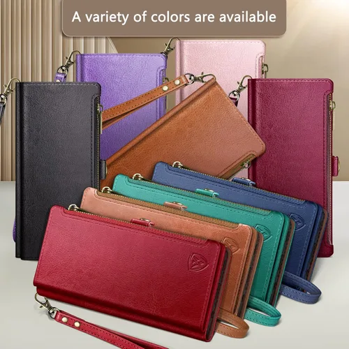 Miniatura 3 de XcaseBar Funda tipo cartera para Samsung Galaxy A23 5G/4G con cremallera y tarjetero de crédito [bloqueo RFID], funda de piel sintética con tapa