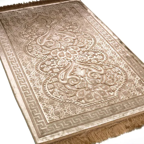 Miniatura 4 de Modefa Alfombra de oración de terciopelo de lujo con cuentas de oración, suave y elegante, alfombra musulmana turca Janamaz Sajada para hombres