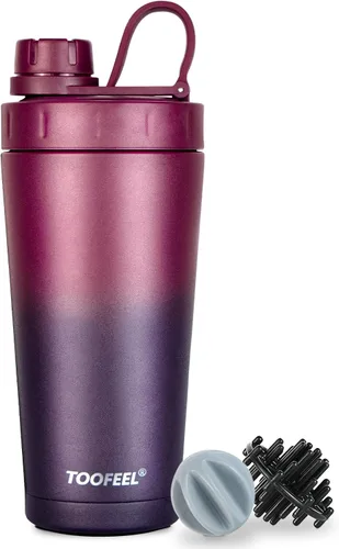 Miniatura 9 de TOOFEEL Botella agitadora de acero inoxidable - Botella agitadora aislada de doble pared de 20 onzas, mantiene frío/calor, para mezclas de proteínas