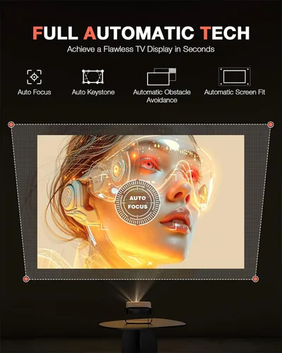 Miniatura 2 de Soporte ajustable de 360° y nativo de 1080P: el mini proyector inteligente más delgado de 1.81 pulgadas con WiFi y Bluetooth