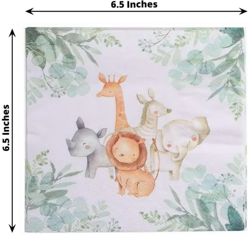 Miniatura 3 de Efavormart - Paquete de 20 servilletas de papel con estampado de animales de safari, servilletas de cóctel desechables suaves con temática de selva