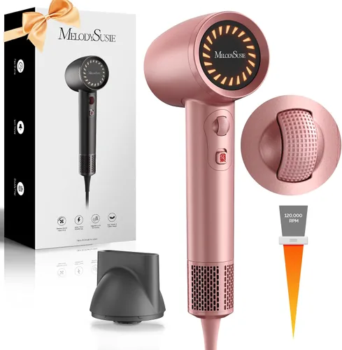 Miniatura 6 de MelodySusie Secador de pelo, secador de pelo iónico profesional de 1600 W para secado rápido, secador de pelo de alta velocidad de 120,000 RPM