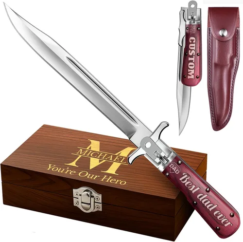 Miniatura 11 de Grand Way Cuchillo plegable de hoja larga – Cuchillos afilados para caza, senderismo, campamento, supervivencia táctica y trabajo para hombres y 1.