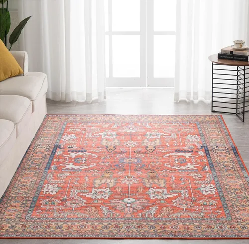 Miniatura 10 de Syalife 6x9 Alfombra Lavable para Área, Ultra Suave Antideslizante, Pila Baja, Alfombra Vintage Resistente a Manchas para Sala de Estar, Alfombra