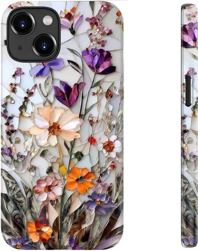 Miniatura 23 de bemal Funda para iPhone 12 Mini, estética, vintage, floreciente, peonía, concha, femenina, compatible con MagSafe, moderna, única, moderna, moderna