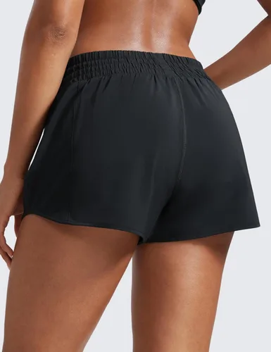 Miniatura 86 de CRZ YOGA Pantalones cortos de correr de cintura alta para mujer de 2.5 pulgadas, forro de malla de secado rápido para entrenamiento deportivo