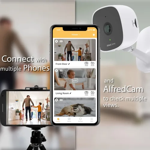 Miniatura 5 de Cámara de seguridad WiFi interior AlfredCam, FullHD 1080P, 2.4G/WiFi, grabación continua, detección de movimiento, visión nocturna, monitor
