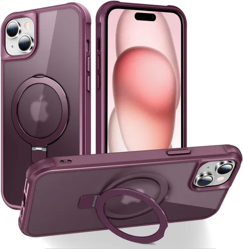 Miniatura 57 de CHAOFEnG Funda magnética compatible con iPhone 11 con soporte, prueba de caídas de grado militar, compatible con imán, anillo translúcido, parte