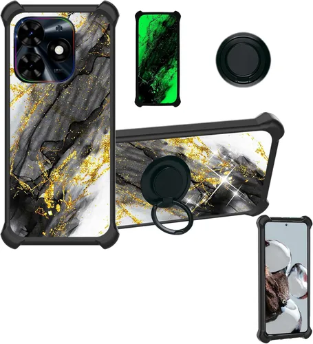 Miniatura 13 de Aroepurt Cricket Ovation 2 - Funda compatible con AT&T Maestro Max (2021) [PC duro + silicona suave] [purpurina dorada + luminosa] JSH-HDL