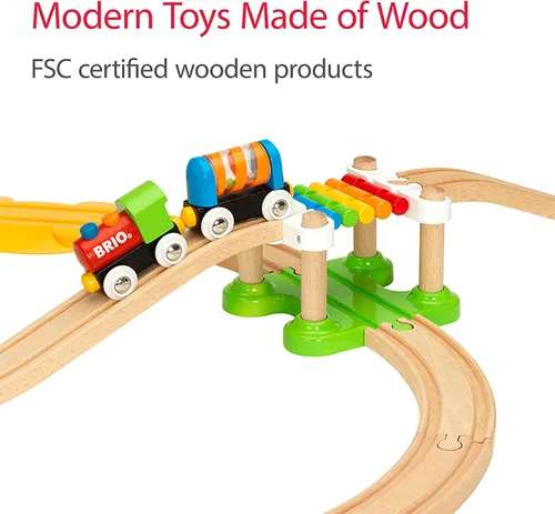 Miniatura 8 de BRIO Mi primer ferrocarril - Pack para principiantes de 18 piezas - Juego de tren de madera certificado FSC - Compatible con todos los juegos BRIO
