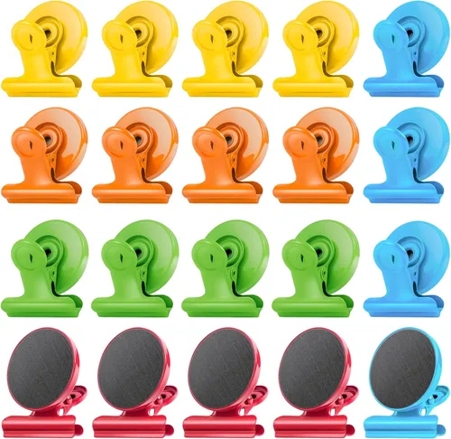 Miniatura 13 de VNDUEEY Paquete de 20 imanes para nevera, clips magnéticos fuertes resistentes, clips magnéticos para pizarra blanca, imanes para nevera, taquilla