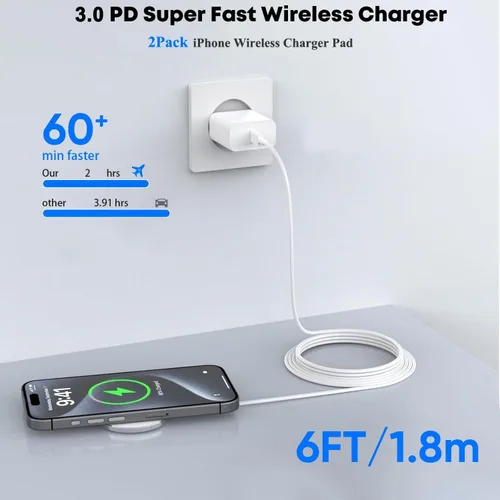 Miniatura 3 de [Certificado MFi de Apple] Cargador magnético inalámbrico para iPhone, cargador Magsafe, almohadilla de carga rápida de teléfono de 6 pies y 15 W