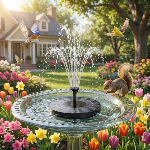 Miniatura 7 de AISITIN Bomba de fuente solar de 2.5 W, 6.7 pulgadas, bomba de fuente de agua para baño de pájaros, bomba solar para fuente con 6 boquillas