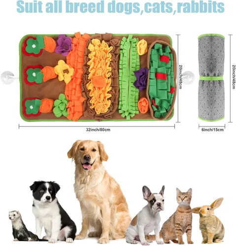 Miniatura 7 de Tapete de olfateo para perros de razas grandes, 32 x 20 pulgadas, lavable, duradera, para entrenamiento de alimentación lenta, juguete