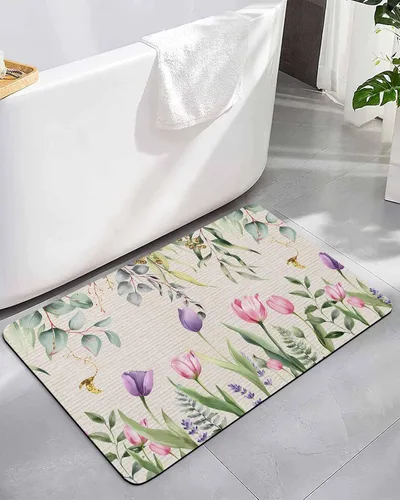 Miniatura 13 de Tapete de baño azul europeo para bañera, antideslizante, de secado rápido y absorbente, tierra de diatomeas, fregadero de cocina, ducha, lavable