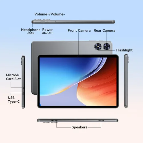 Miniatura 7 de Tablet Android de 10 pulgadas, tableta Android 15 2025 para niños y adultos, Octa-Core, 12 GB de RAM, 128 GB de almacenamiento, 1 TB expandible, Gris