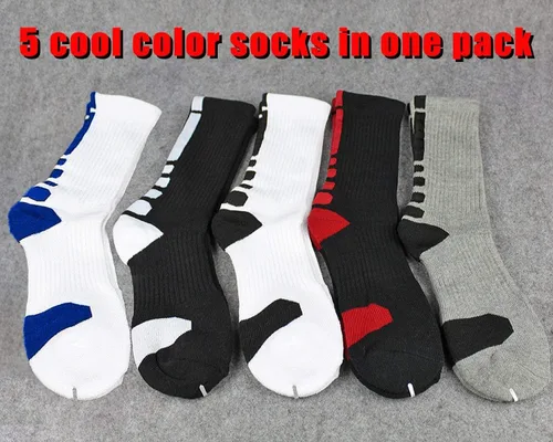 Miniatura 2 de 5 pares de calcetines de baloncesto, 5 paquetes de calcetines de baloncesto, calcetines atléticos para jóvenes, niñas, hombres y mujeres