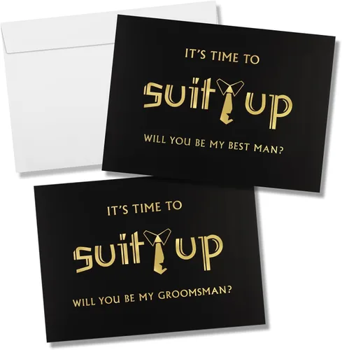 Miniatura 7 de Zonon 8 tarjetas de propuesta de padrinos de boda, 7 Will You Be My Groomsman y 1 tarjeta de padrino de boda con sobres de 5 x 7 pulgadas, ideal