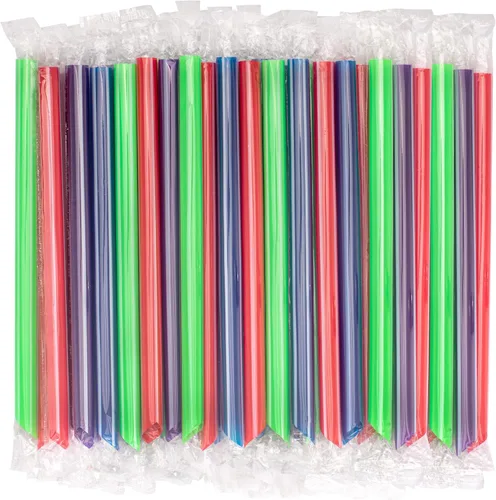 Miniatura 7 de Fit Meal Prep Paquete de 100 popotes desechables de plástico coloridos para batidos de 8 pulgadas, sin BPA, envueltas individualmente para batidos