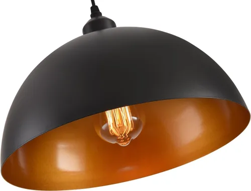 Miniatura 3 de Lámpara colgante enchufable, paquete de 2 lámparas colgantes industriales con acabado dorado en el interior, accesorios de iluminación colgantes Luz