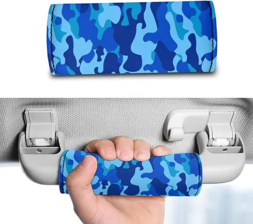 Miniatura 3 de Belidome Manija de equipaje de camuflaje azul militar para maleta para identificación de equipaje de viaje, cubierta de mango, marcador